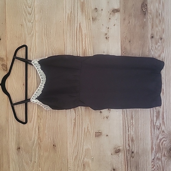 BCBG Generation Size 2 Black Mini Slip Dress with White Lace Trim - Picture 1 of 9